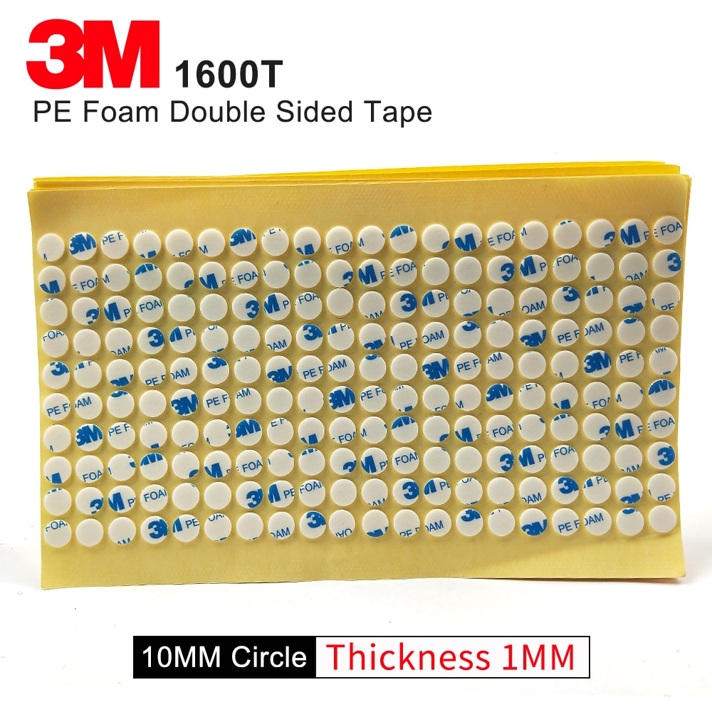 100% 원래 3 m 1600 t 다이 커팅 양면 pe 폼 접착 테이프 화이트 색상 1mm 두께 10mm 원형